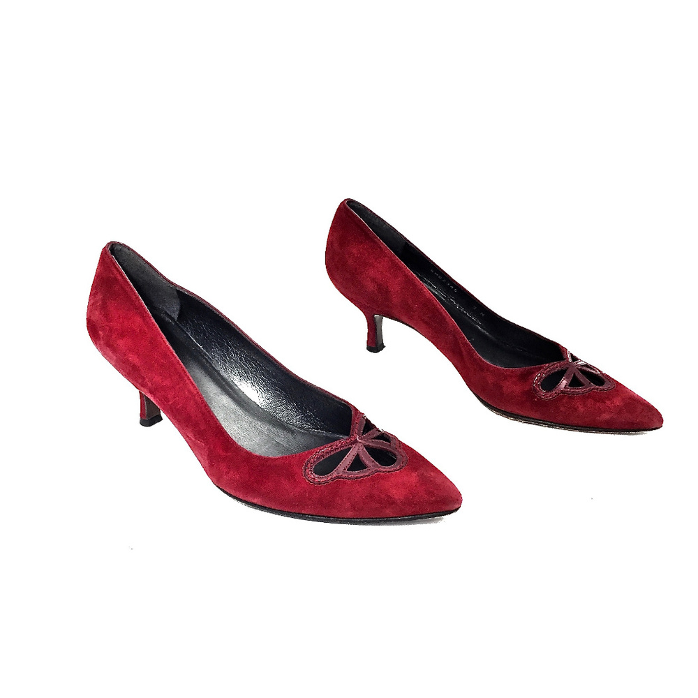 Stuart Weitzman Red Suede/Patent Pointed Pump - image 5